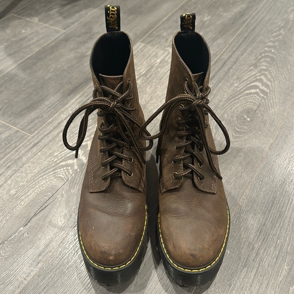 Dr marten discontinued Shriver Hi chunky platform brown leather boots sz 9 - Picture 6 of 11